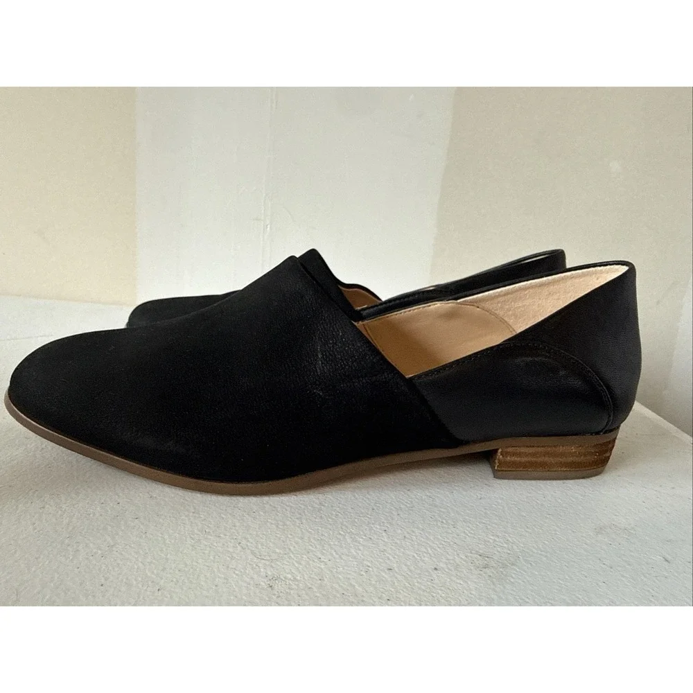 Women's Clarks Pure Tone Black Leather Lofer Flats Sz 8 Preppy Work